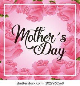 pink roses floral decoration greeting card mothers day