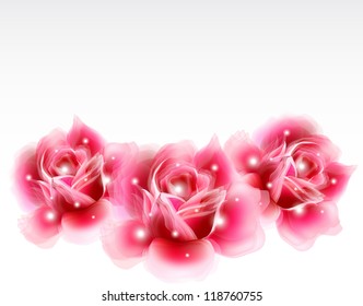 Pink roses Floral Design Elements. Vector illustration