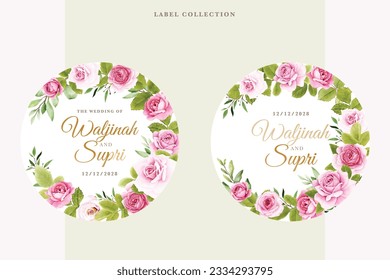 pink roses floral labels design