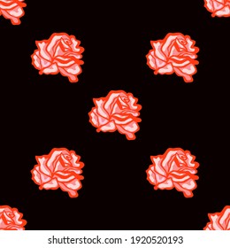Rosa Rosen florales Muster Design, Blume auf schwarzem Hintergrund für Web und Druck. Vektorgrafik