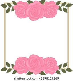 pink roses frame hand draw vector illustration