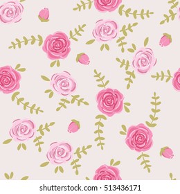 Pink roses. graphic print. Small floral pattern.