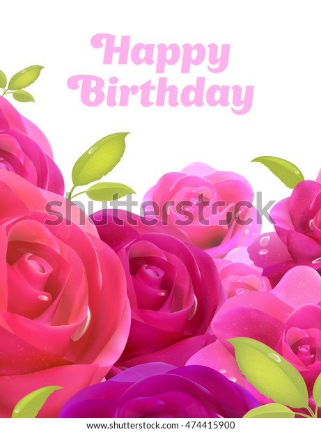 Pink Roses Happy Birthday Greeting Card Nature Celebrities