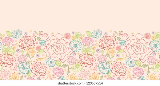 Pink roses horizontal seamless pattern background border