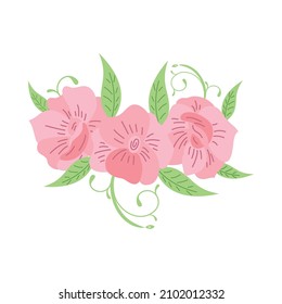 pink roses and leaves decoration