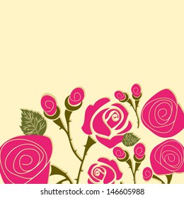 Pink roses on abstract background.