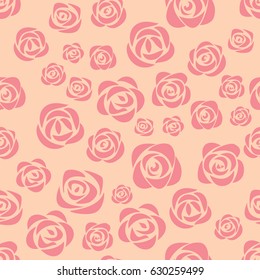 Pink roses on pink background. Seamless pattern. 