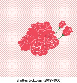 pink roses on dots background