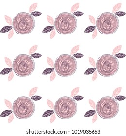 
Pink roses on a white background. Vector pastel illustration.