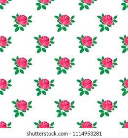Pink roses on white  background. Can be used for fabrics and wallpapers