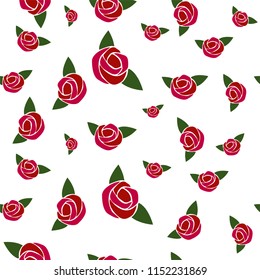 pink roses on white background seamless pattern
