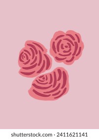 Patrones rosas rosas rosas, flores sobre fondo rosado para la presentación de negocios, paquete de marca, impresión de tela, papel pintado, publicación en medios sociales, doodle, notas, portadas de libros, decoración de paredes.