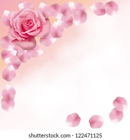 Pink roses and petals background, create by vector