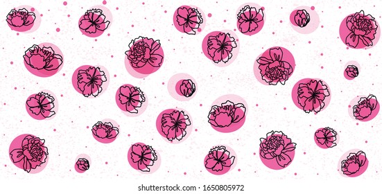 Roses rosas romanas sin costura. Ilustración del material floral pintado a mano. Elementos aislados sobre un fondo blanco. Perfecto para cumpleaños, tarjetas de San Valentín, tarjetas de invitaciones de boda. EPS 10