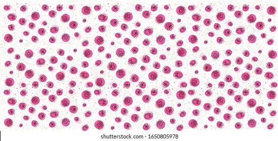 Pink roses romantic seamless pattern. Hand painted floral stock illustration. Isolated elements on a white background. Perfect for birthday, valentine, wedding invitations cards. EPS 10