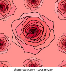 pink roses seamless pattern
