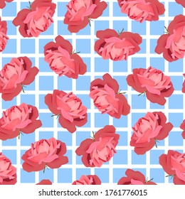 Patrón transparente de rosas rosadas. Ilustración vectorial Eps 10 