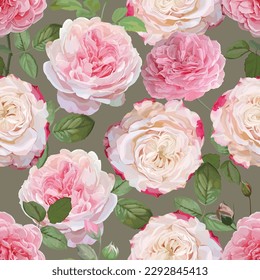 Pink Roses seamless pattern vector illustration