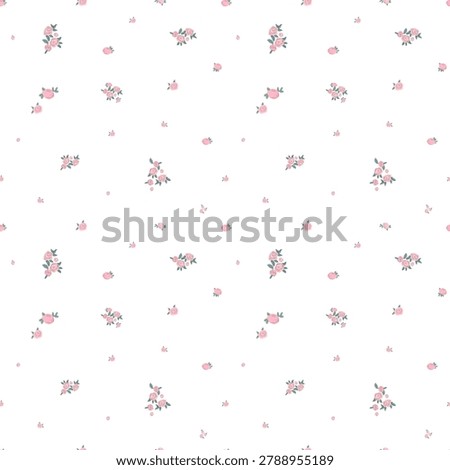 Pink roses small scale ditsy pattern