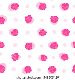 Pink roses. Trendy vector seamless Floral Pattern.