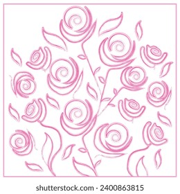 Pink roses vector brush stroke 