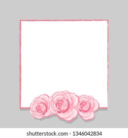 Pink roses, vector illustration. Invitation card