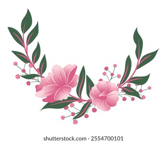 Pink Roses wreath flowers, suitable for wedding card, Invitation, and greeting Card