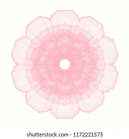 Pink rosette. Linear Illustration.