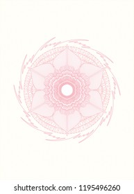 Pink rosette. Linear Illustration.