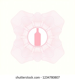 Pink rosette. Linear Illustration with bottle icon inside