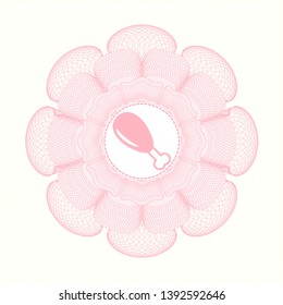 Pink rosette. Linear Illustration with chicken leg icon inside