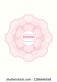Pink rosette. Linear Illustration with credit card icon inside