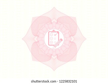 Pink rosette. Linear Illustration with customer feedback icon inside