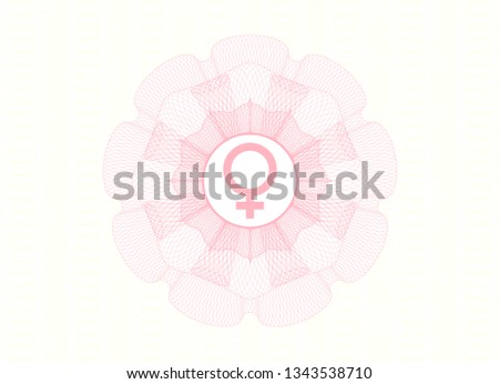 Pink rosette. Linear Illustration with female icon inside