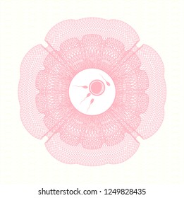 Pink rosette. Linear Illustration with fertilization icon inside