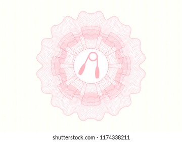 Pink rosette. Linear Illustration with hand gripper icon inside