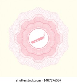 Pink rosette. Linear Illustration with joint, cigarette icon inside