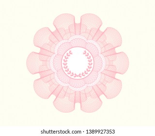 Pink rosette. Linear Illustration with leaf crown icon inside
