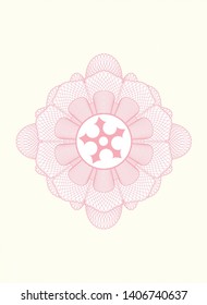 Pink rosette. Linear Illustration with ninja star icon inside