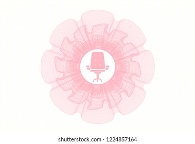 Pink rosette. Linear Illustration with office chair icon inside