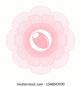 Pink rosette. Linear Illustration with olive icon inside