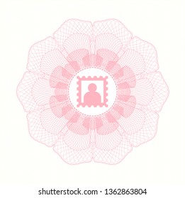 Pink rosette. Linear Illustration with picture icon inside