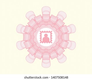 Pink rosette. Linear Illustration with picture icon inside