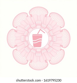 Pink rosette. Linear Illustration with soda icon inside