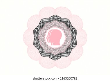 Pink rosette. Linear Illustration with team work icon inside
