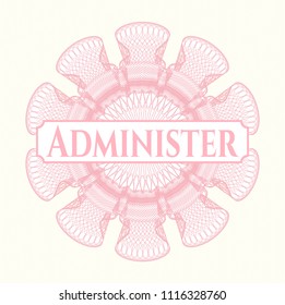 Pink rosette. Linear Illustration with text Administer inside