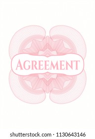 Pink rosette. Linear Illustration with text Agreement inside