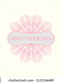 Pink rosette. Linear Illustration with text Improve your Business inside