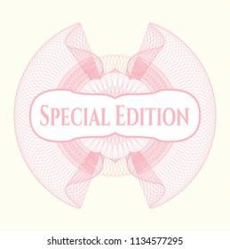 Pink rosette. Linear Illustration with text Special Edition inside