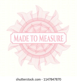 Pink rosette. Linear Illustration with text Made to Measure inside